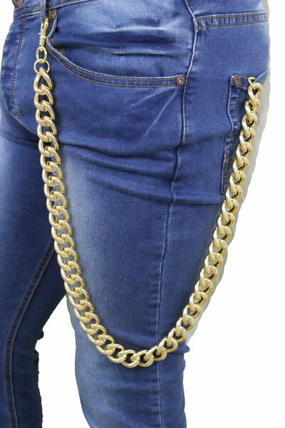Men Gold Long Wallet Metal Chain Link KeyChain Thick Chunky Links Jeans Strong