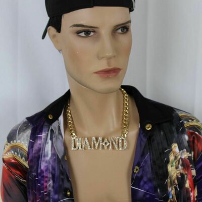 Men gold metal chain necklace diamond pendant gangster fashion hood street style