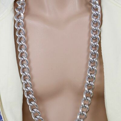 Men metal chains extra long fashion necklace silver gold chunky thick links 