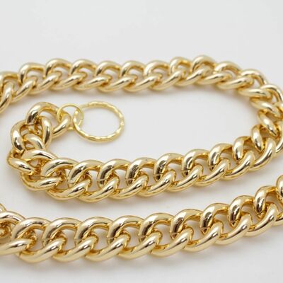 Men shiny gold chunky metal wallet chain key strong biker jean extra long 42"