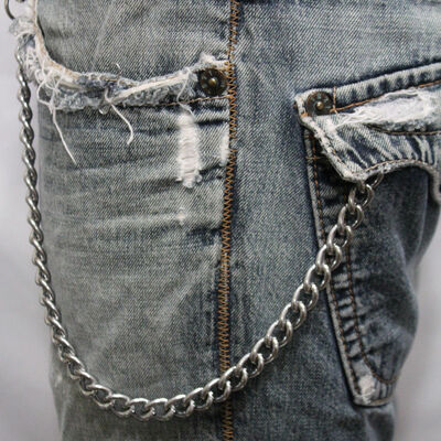 Men silver metal wallet chains thick link keychain jeans classic biker basic