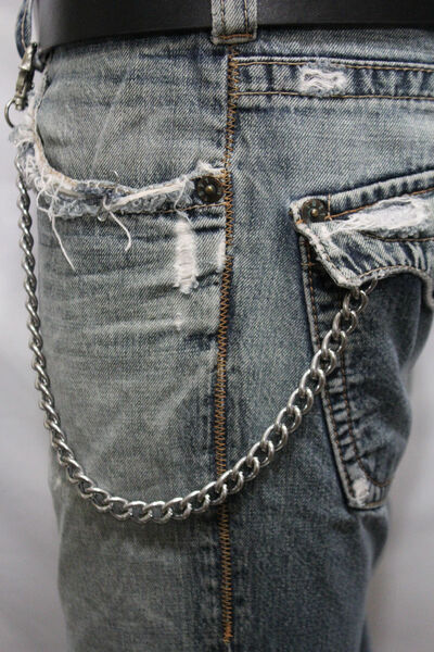 Men Silver Metal Wallet Chains Thick Link KeyChain Jeans Classic Biker Basic