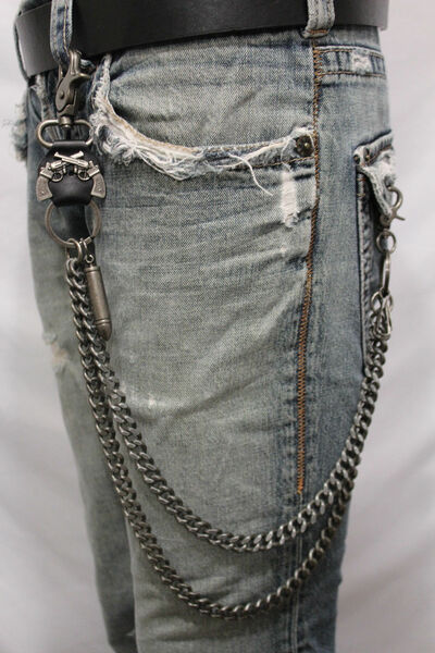 Men Silver Strong Metal Wallet Chain KeyChain Bullets Charms Jeans Biker Trucker