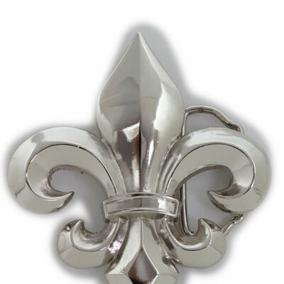 Men western belt buckle silver metal fleur de lis bling lily flower french style