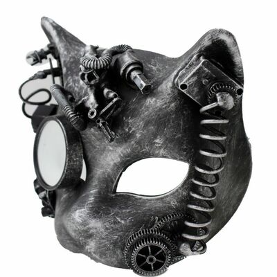 Men women black halloween costume tiger face mask steampunk robot mardi gras