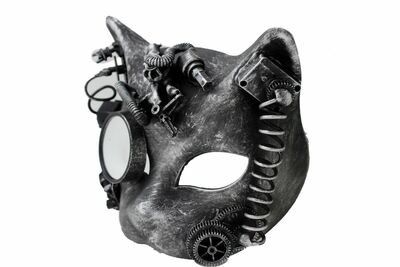 Men Women Black Halloween Costume Tiger Face Mask Steampunk Robot Mardi Gras