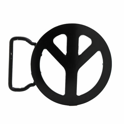Men women round shape belt buckle black metal peace sign freedom biker rocker