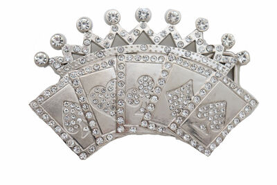 Men Women Silver Metal Belt Buckle Las Vegas Fashion Card Game Crown Gambling