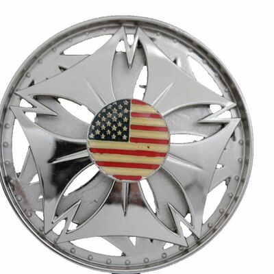 Men women silver metal buckle round shape usa flag spinning united state america
