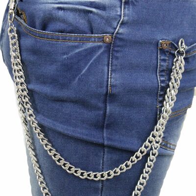 Men women silver metal wallet chunky chain link motorcycle biker fashion jewelry