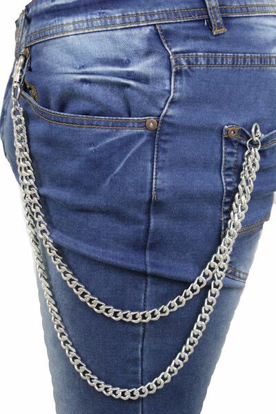 Men Women Silver Metal Wallet Chunky Chain Link Motorcycle Biker Fashion Jewelry