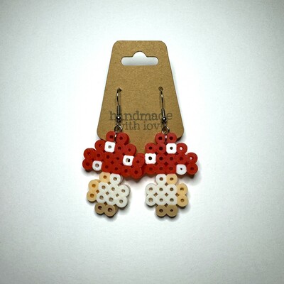 Perler bead mushroom earrings