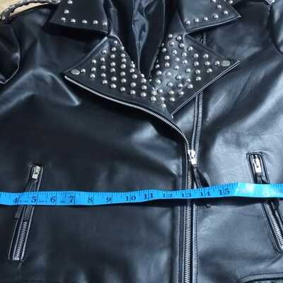 Crafted leather men's motorcycle genuine lambskin leather studded jacket black slim fit biker jacket 