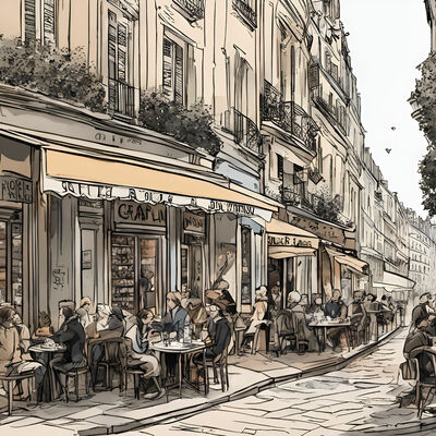 Street in paris cross stitch pattern