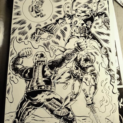 Ape-men pinup art