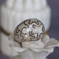 Artistic White Mother of Pear Ring 925 Sterling Silver Ring(US size 6.5) Natural White MOP Inlay Big Ring for Lady - Thumbnail 4