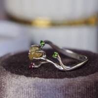 Heart Shape Rough Yellow Diamond Rough Ring 925 Sterling Silver Ring Great Gift For Lady For Girls April Birthstone US 6 3/4 or 6.75 - Thumbnail 4