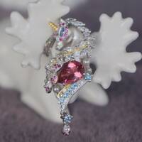 Magic Unicorn Pendant Pink Tourmaline Pendant 925 Sterling Silver Pendant Great Gift(free silver chain gift) - Thumbnail 4