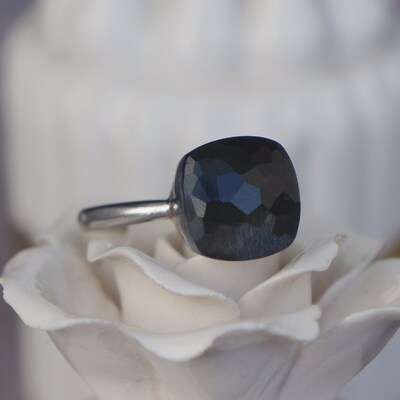Natural gray moonstone ring 925 sterling silver ring - elegant sterling silver ring big stackable ring stone for women us size 5.5