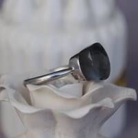 Natural Gray Moonstone Ring 925 Sterling Silver Ring - Elegant Sterling Silver Ring Big Stackable Ring Stone for Women US size 5.5 - Thumbnail 4