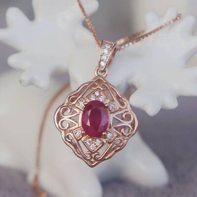 Natural red ruby pendant 925 sterling silver pendant rose gold plating red ruby jewelry for women july birthstone