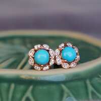 Natural Arizona Sleeping Beauty Blue Turquoise Earstuds 925 Sterling Silver Stud Earrings for Lady for Girl Beautiful Blue - Thumbnail 1