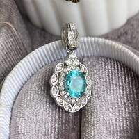 Paraiba Color Radiant Blue Green Natural Apatite Pendant 925 Sterling Silver Pendant for Lady Gift for Anniversary - Thumbnail 2