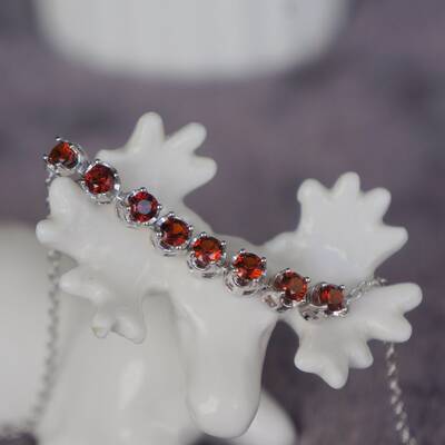 Beautiful red garnet bracelet 925 sterling silver chain bracelet gift for anniversary for birthday for girls
