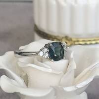 1.22ct Natural Teal Sapphire Ring 925 Sterling Silver Ring Elegant Ring for Women Gift for Girlfriend US size 6 1/4 or 6.25 - Thumbnail 1