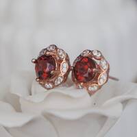Beautiful Natural Red Garnet Earstuds 925 Sterling Silver Stud Earrings for Lady for Girl Beautiful Open Red Color - Thumbnail 4