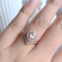 Natural Morganite Ring 925 Sterling Silver Ring for Women for Girl Gift for Anniversary for Birthday US size 6 1/4 - Thumbnail 5