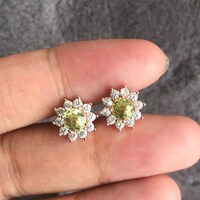 Natural Yellow Mali Garnet Earstuds 925 Sterling Silver Stud Earrings Plated in Pink Gold for Lady - Thumbnail 6