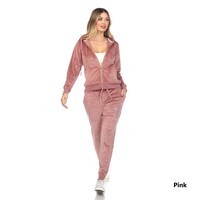 White Mark Women's Rhinestone 2 Piece Velour Tracksuit Set - Thumbnail 4