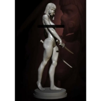 1/24 75mm Resin Cyberpunk Model Kit Nudes Beautiful Girl Swordsman Unpainted - Thumbnail 1