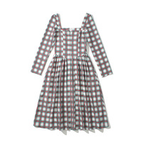 Retro style sexy square neck backless long-sleeved slim dress - Thumbnail 2