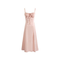 Simple and elegant fishbone suspender dress with large skirt - Thumbnail 1