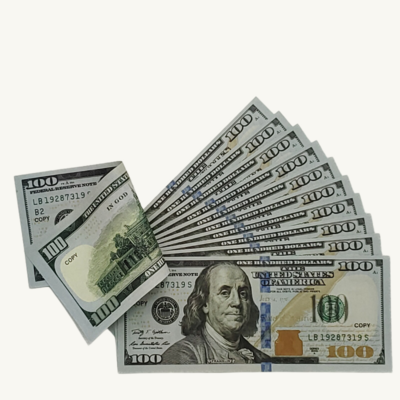 Prop Money $100 Full print,225 Pieces fake bills Double sided movie dollar for education, video, game ,fun,gift,play money