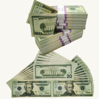 fake movie money 200 pieces x $20 full print  double sided replica money for education,video,movie set gift