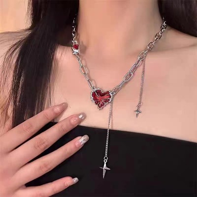 Red love tassel chain necklace 