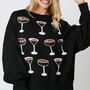 Multiple wine glass sequins loose casual sweatshirt-2