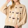 Multiple wine glass sequins loose casual sweatshirt-3