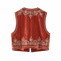 Vest Fashion Sequin Embroidered Velvet Vest - Thumbnail 1