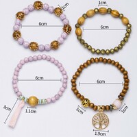 Bohemian style multi-layer bracelet set elastic wood bead bracelets - Thumbnail 11