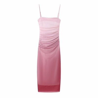 Elegant tulle print slip dress