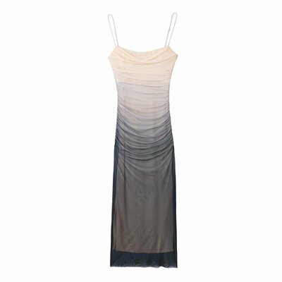 Elegant tulle print slip dress