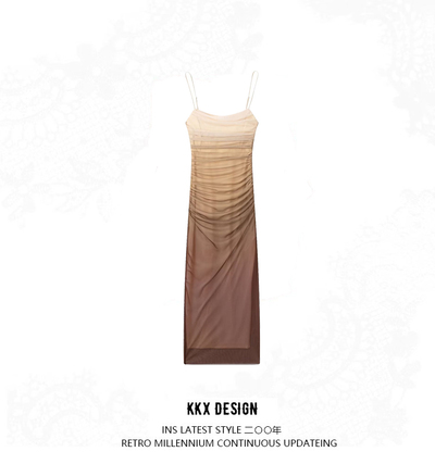 Elegant Tulle Print Slip Dress