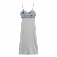 Fashionable patchwork midi sling dress - Thumbnail 1