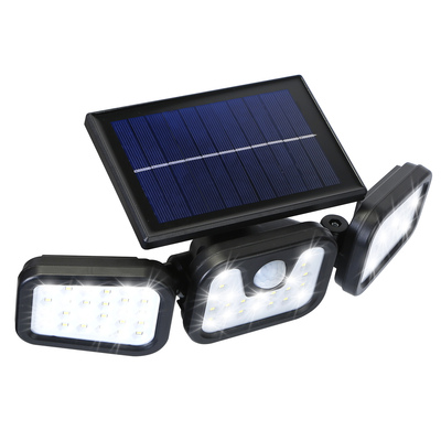 Solar Wall Lamp 74 LEDs 3 Adjustable Head Motion Sensor Flood Light IP65 Waterproof Security Light Outdoor 270 Wide Angle Light For Garage Front Door