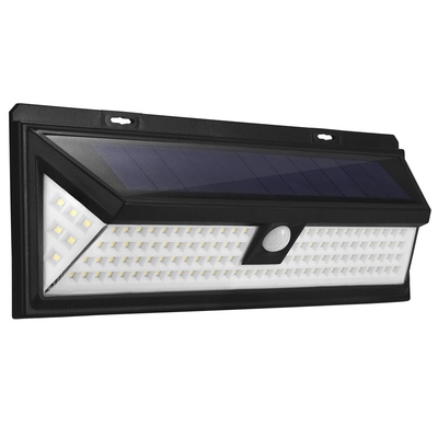 Solar lights 118 leds solar wall light outdoor motion sensor lamp ip65 waterproof 120? sensing 270?wide lighting angle for garage garden pathway
