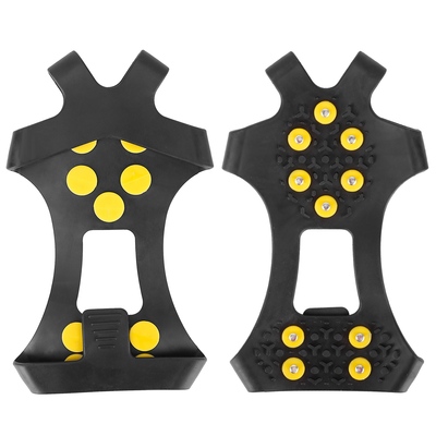 Ice snow grips anti slip??over shoe spikes boot traction cleat portable ice grippers footwear w/ 10 steel studs-black-xl